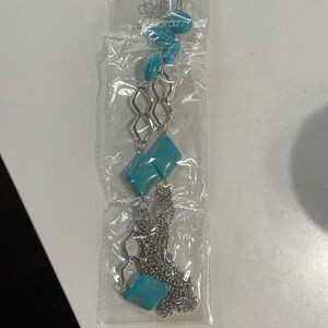 Paparazzi Turquoise Stone Silver Tone Necklace & Earrings Set